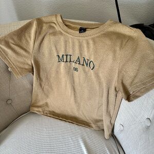 Milano Graphic Crop Tee in Tan